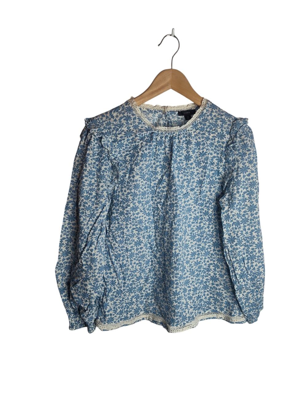J. Crew Flutter Sleeve Shirt in Shadow Stripe Floral M Women's lace trim
